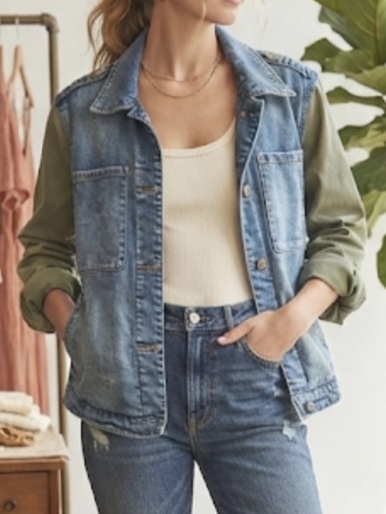 Pilcro Jackets & Blazers - ANTHROPOLOGIE | PILCRO AND THE LETTERPRESS Colorblock Denim Jacket Medium